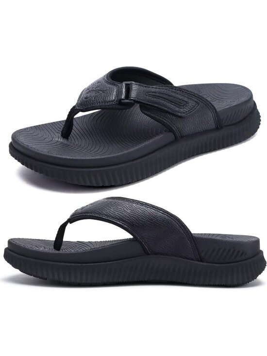 Men\'s Black Adjustable Thick Athletic Cushion Orthotic Flip Flops Sandal Shoes